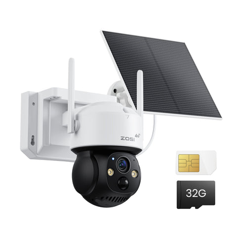 C291 4G LTE 360° View Akku Solar PT Kamera + SIM-Karte und 32GB Lokaler Speicher
