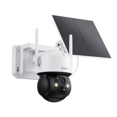 ZOSI security camera with solar panel on a white background