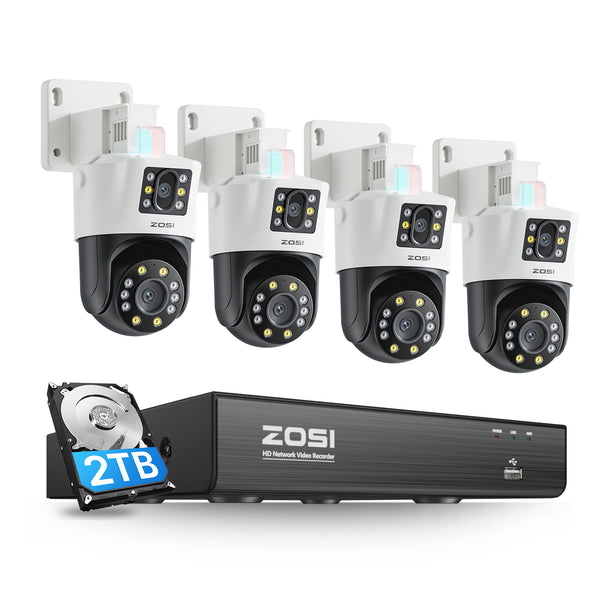 C298 4K (4MP+4MP) Dual-Lens PoE Überwachungskamera Set + 2TB HDD