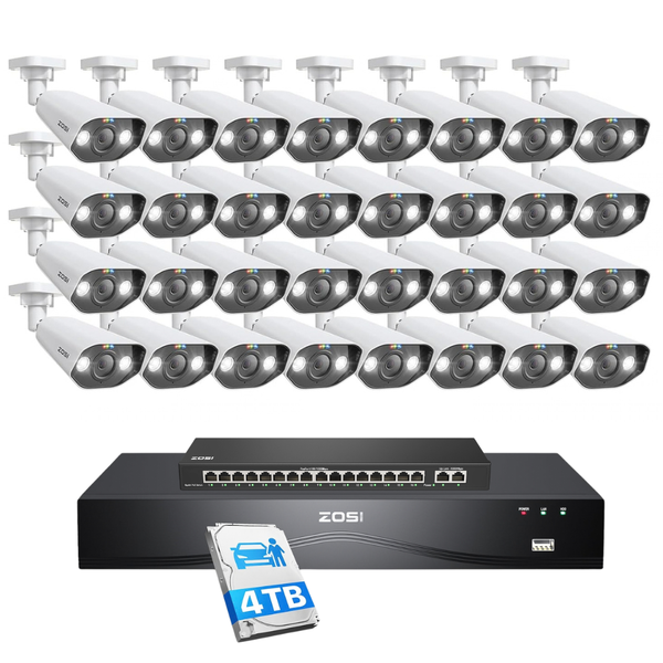 C182 4K 32-Kanal-Sicherheitssystem + 2-Bay PoE NVR + 4 TB Festplatte