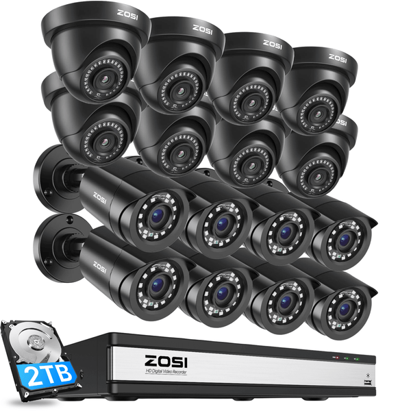 C106 & C419 2MP Überwachungskamera Set + 16 Kanal DVR mit 2TB HDD