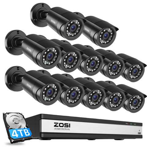 C106 1080P Überwachungskamera Set + 16 Kanal DVR mit 4TB Festplatte