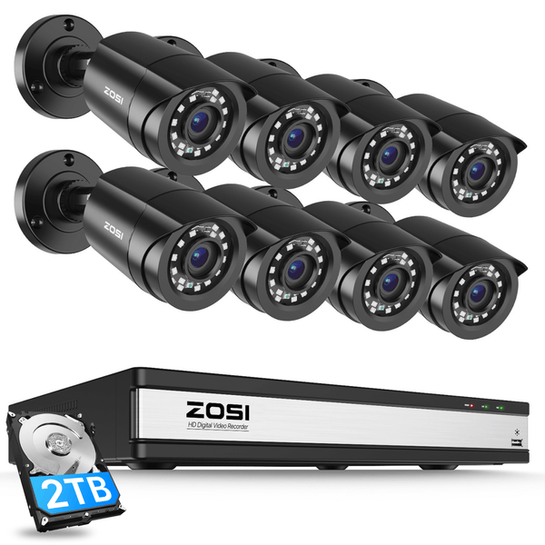 C106 2MP Überwachungskamera Set + 16 Kanal DVR mit 2TB HDD