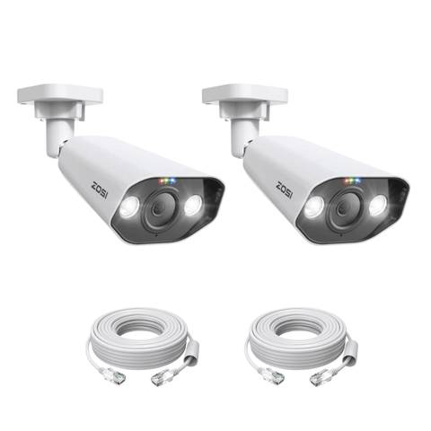 C182 2 Stück/4 Stück 4K PoE IP-Kameras mit 60ft/18m Ethernet-Kabeln