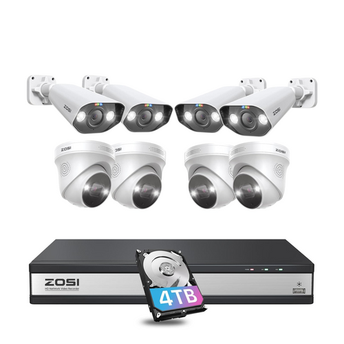 C225 / C182 5MP PoE überwachungskamera set + 4K 16-Kanal NVR + 4TB Festplatte