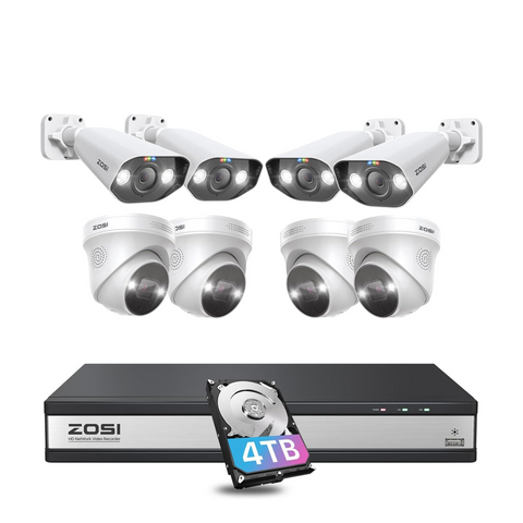 C225 / C182 5MP PoE überwachungskamera set + 4K 16-Kanal NVR + 4TB Festplatte