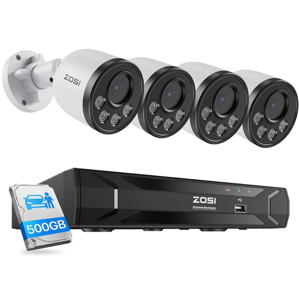C180 4MP PoE Überwachungskamera Set mit Audio + 5MP 8CH PoE NVR + 2TB HDD