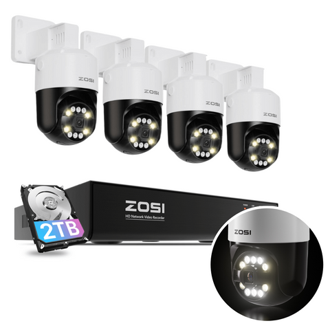 C296B 5MP 8-Kanal PTZ PoE Überwachungskamera Set + 2TB HDD