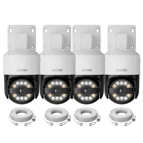 C296 4 Stück 4K Pan Tilt PoE-Kamera + 60 Fuß Ethernet-Kabel