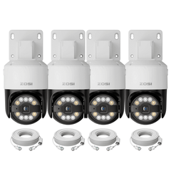 C296 4 Stück 4K Pan Tilt PoE-Kamera + 60 Fuß Ethernet-Kabel