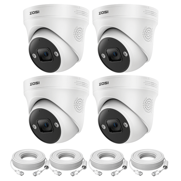C225 4 Stück 4K PoE IP-Kameras mit 60ft/18m Ethernet-Kabeln