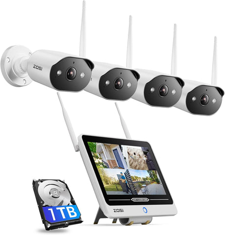[1TB / 2TB] C302 3MP 8-Kanal WLAN Überwachungskamera Set + 12'' LCD Monitor