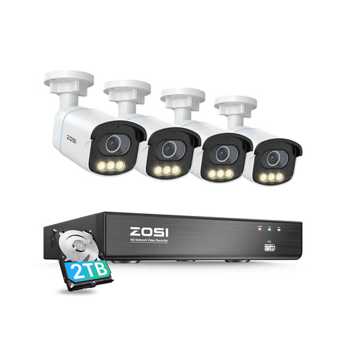 C186A 5MP Überwachungskamera Set mit Nachtsicht + 4K 8-Kanal PoE NVR mit 2TB HDD