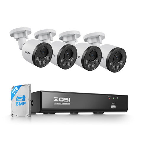 C180 4K Überwachungskamera Set + 8-Kanal PoE NVR mit 2TB HDD