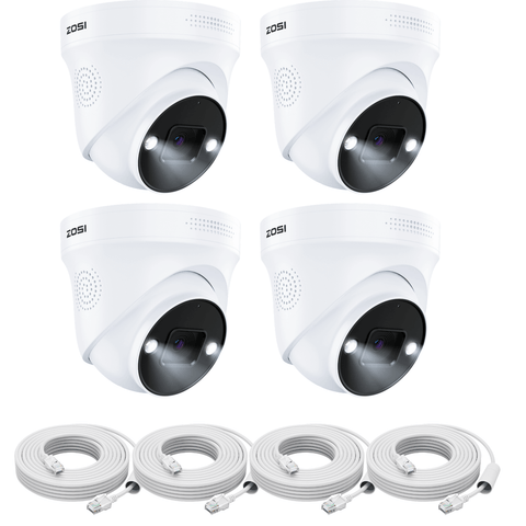 C225 4 Stück 4K PoE IP-Kameras mit 60ft/18m Ethernet-Kabeln
