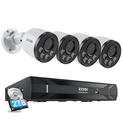 C180 4MP PoE Überwachungskamera Set mit Audio + 5MP 8CH PoE NVR + 2TB HDD