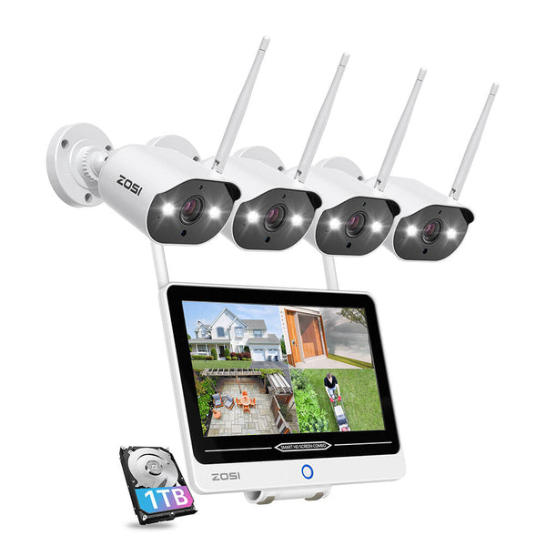 C302 3MP 4-Kamera-WLAN-Sicherheitssystem + 12,5-Zoll-LCD-Monitor