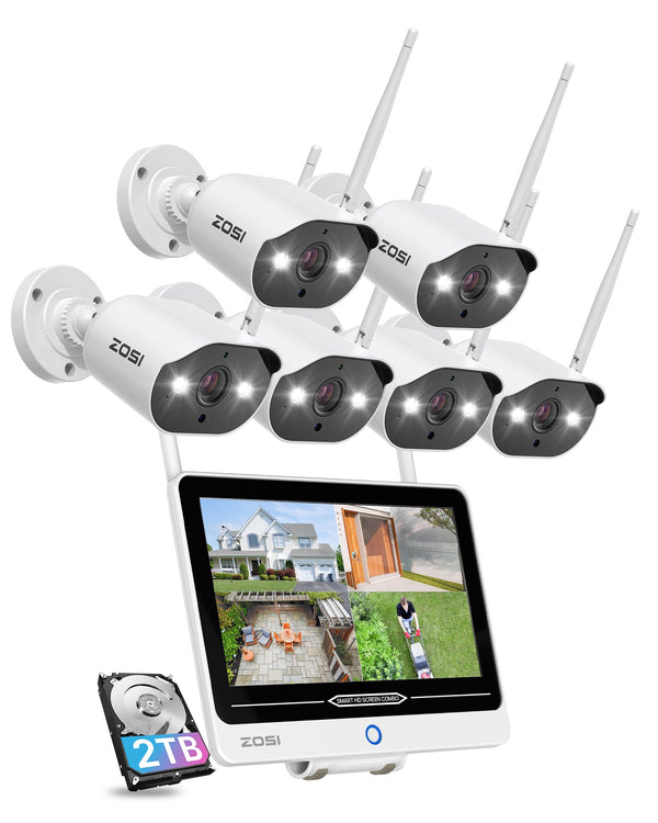C302 3MP 6-Kamera-WLAN-Sicherheitssystem + 12,5-Zoll-LCD-Monitor