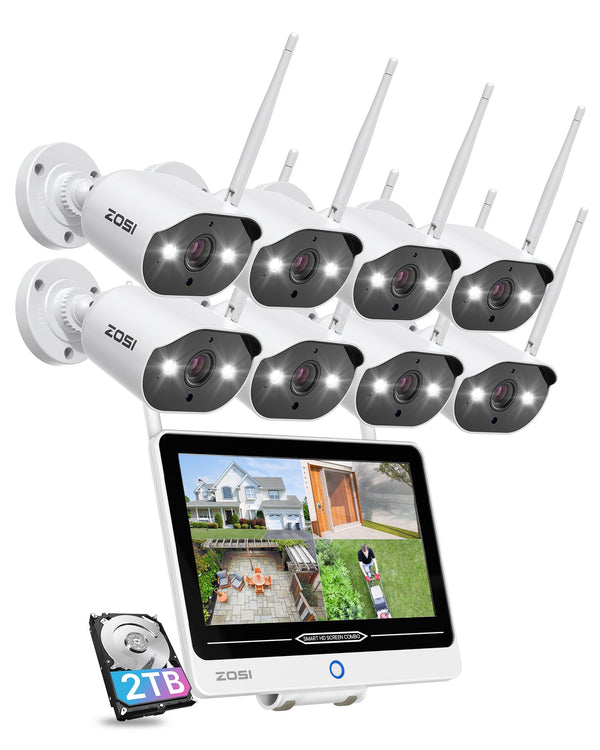 C302 3MP 8-Kamera-WLAN-Sicherheitssystem + 12,5-Zoll-LCD-Monitor